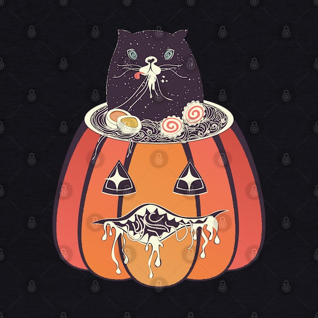 Ramen and cat in the pumpkin by AnnArtshock